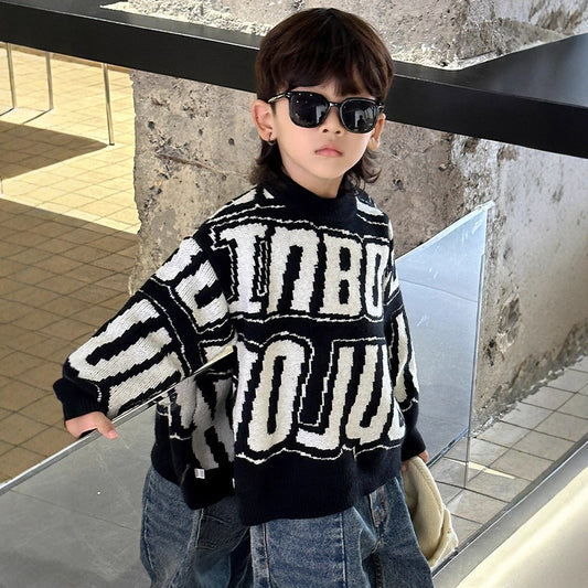 Spring Autumn Fashionable Knit Sweater for Boys