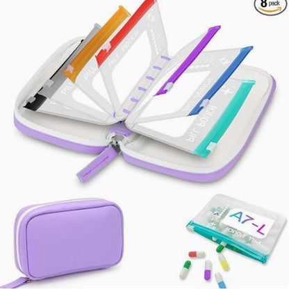 BPA-Free Color-Coded Pill Organizer – Waterproof Zipper Case, 7/14 Compartments