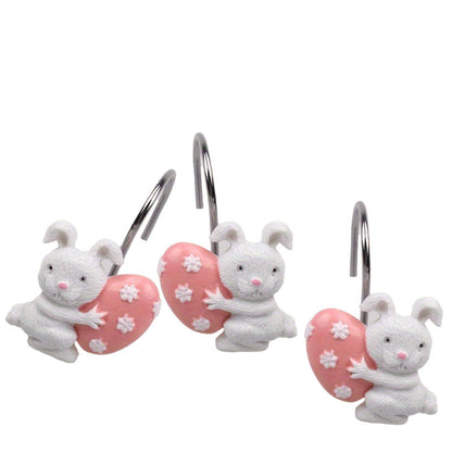 Easter Hand-Painted Resin Cute Egg &amp; Rabbit Bath &amp; Window Curtain Hook Rings